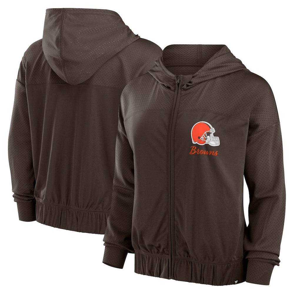 Cleveland Browns Women's Script Lock Full-Zip Hoodie - Brown for sale