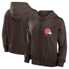 Cleveland Browns Women's Script Lock Full-Zip Hoodie - Brown for sale
