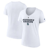 Seattle Kraken Fanatics Women's Authentic Pro Core Primary V-Neck T-Shirt - White T-shirts