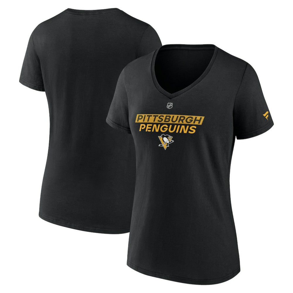 Pittsburgh Penguins Fanatics Women's Authentic Pro Core Primary V-Neck T-Shirt - Black T-shirts