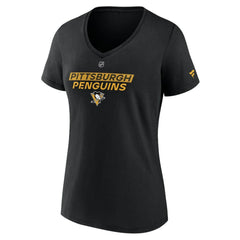 Pittsburgh Penguins Fanatics Women's Authentic Pro Core Primary V-Neck T-Shirt - Black T-shirts