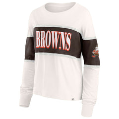 Cleveland Browns Women's Antique Block Long Sleeve T-Shirt - Cream on sale