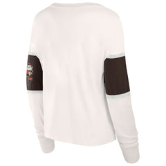 Cleveland Browns Women's Antique Block Long Sleeve T-Shirt - Cream on sale