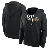 New Orleans Saints Women's Blitz Left Lace-Up Pullover Hoodie - Black online