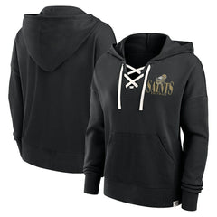 New Orleans Saints Women's Blitz Left Lace-Up Pullover Hoodie - Black online
