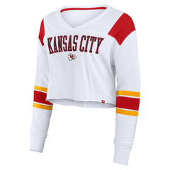 Kansas City Chiefs Women's Stretch Cropped Fashion Long Sleeve T-Shirt - White sale