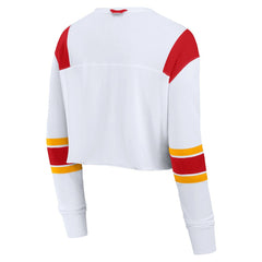 Kansas City Chiefs Women's Stretch Cropped Fashion Long Sleeve T-Shirt - White sale