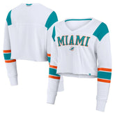 Miami Dolphins Women's Stretch Cropped Fashion Long Sleeve T-Shirt - White online