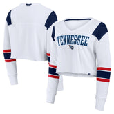 Tennessee Titans Women's Stretch Cropped Fashion Long Sleeve T-Shirt - White cheap