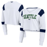 Seattle Seahawks Women's Stretch Cropped Fashion Long Sleeve T-Shirt - White outlet