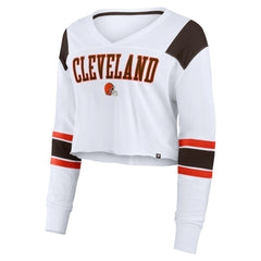 Cleveland Browns Women's Stretch Cropped Fashion Long Sleeve T-Shirt - White online