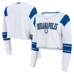 Indianapolis Colts Women's Stretch Cropped Fashion Long Sleeve T-Shirt - White sale