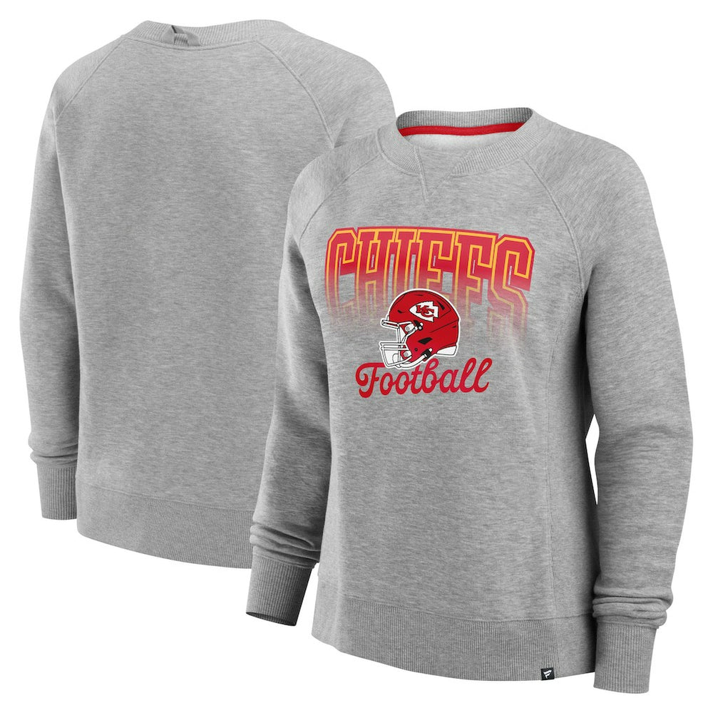 Kansas City Chiefs Women's Hit Hard Fleece Pullover Sweatshirt - Heather Gray discount