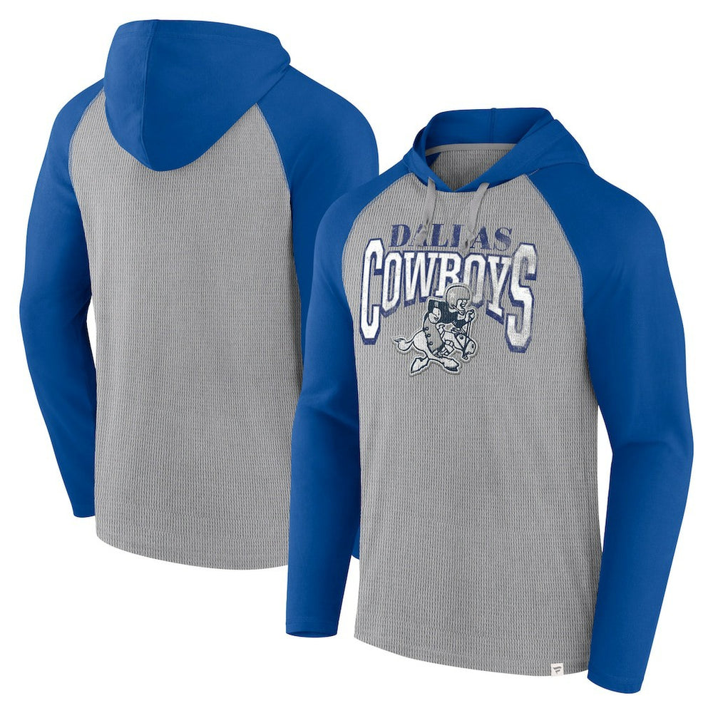 Dallas Cowboys Under Center Long Sleeve Hoodie T-Shirt - Silver/Navy discount