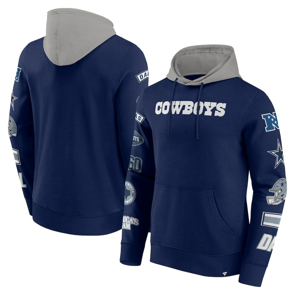 Dallas Cowboys Patched Out Pullover Hoodie - Navy/Silver outlet