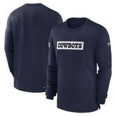 Dallas Cowboys 2024/25 Sideline Player Tri-Blend Performance Long Sleeve T-Shirt - Navy online