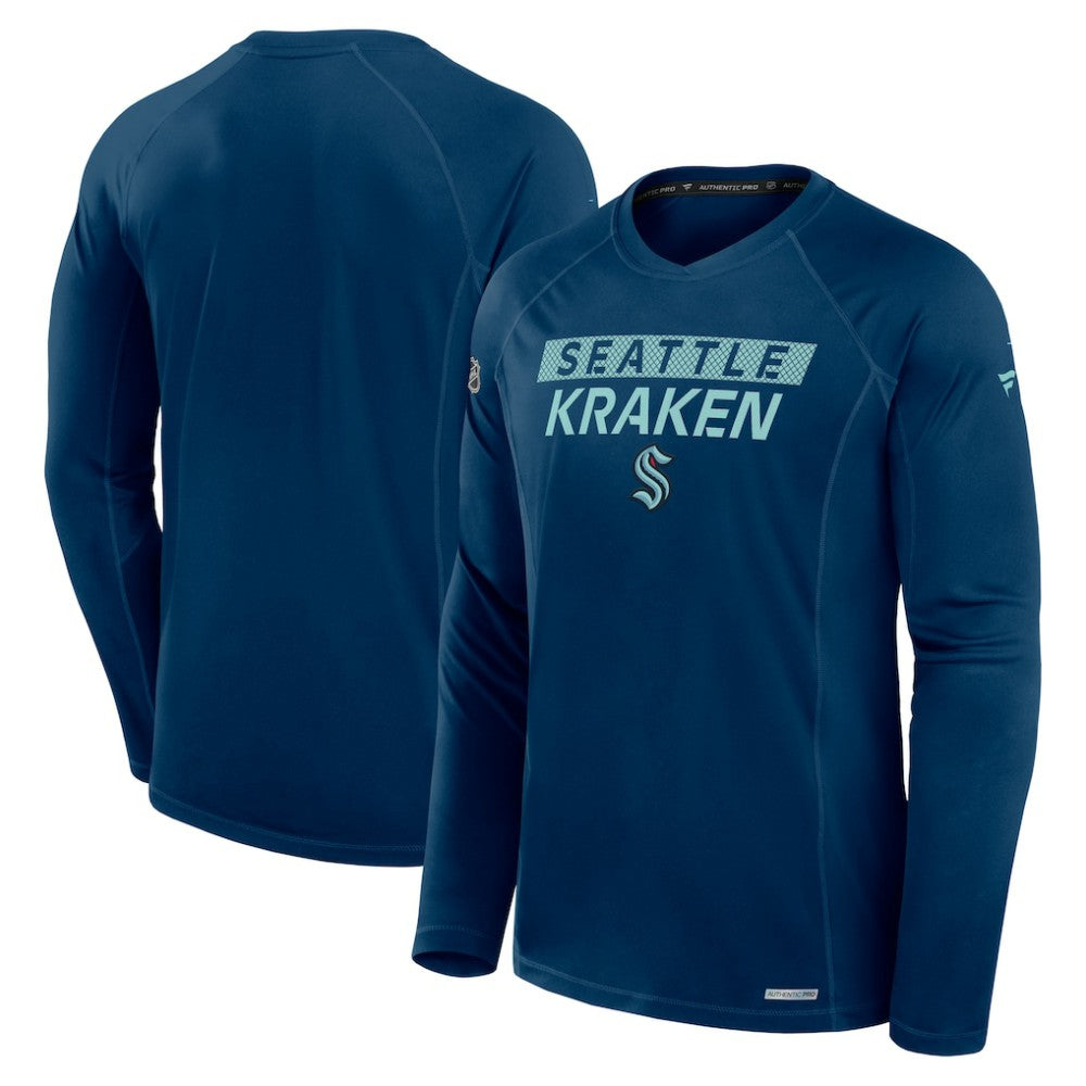 Seattle Kraken Fanatics Authentic Pro Rink Tech Long Sleeve T-Shirt - Navy T-shirts