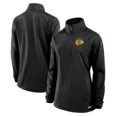Chicago Blackhawks Fanatics Women's Authentic Pro Rink Lightweight Quarter-Zip Pullover Sweatshirt - Black Sweatshirts