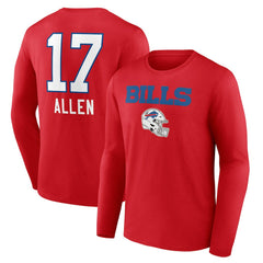 Josh Allen Buffalo Bills Team Wordmark Player Name & Number Long Sleeve T-Shirt - Red outlet