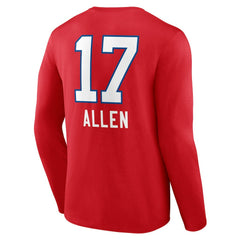 Josh Allen Buffalo Bills Team Wordmark Player Name & Number Long Sleeve T-Shirt - Red outlet