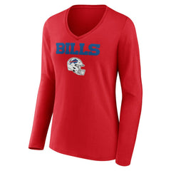 Josh Allen Buffalo Bills Women's Team Wordmark Player Name & Number Long Sleeve V-Neck T-Shirt - Red online