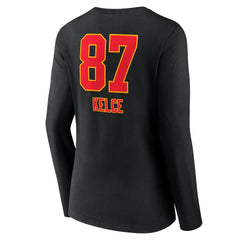 Travis Kelce Kansas City Chiefs Women's Team Wordmark Player Name & Number Long Sleeve V-Neck T-Shirt - Black for sale
