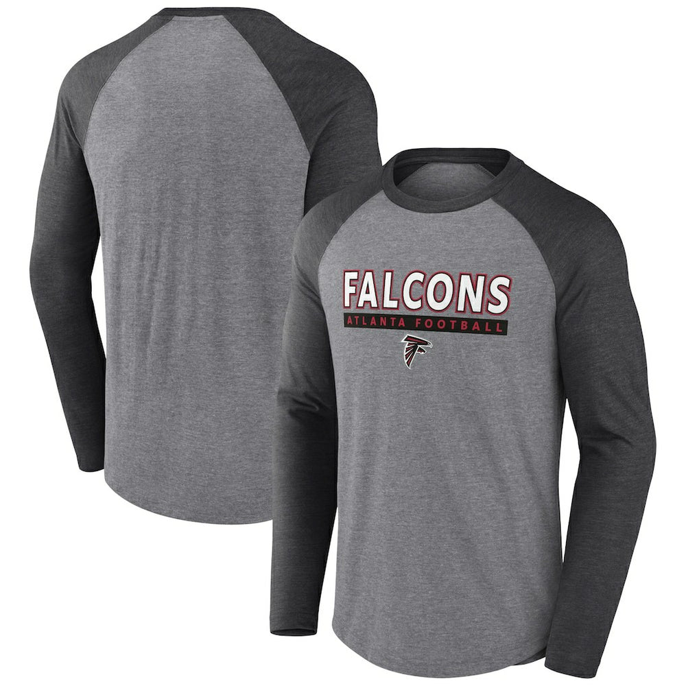 Atlanta Falcons Tri-Blend Raglan Long Sleeve T-Shirt - Heather Gray/Charcoal for sale