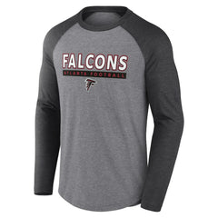 Atlanta Falcons Tri-Blend Raglan Long Sleeve T-Shirt - Heather Gray/Charcoal for sale