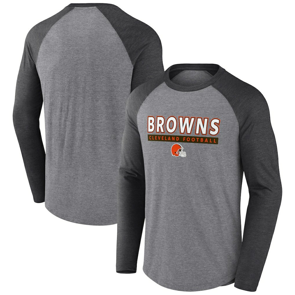 Cleveland Browns Tri-Blend Raglan Long Sleeve T-Shirt - Heather Gray/Charcoal on sale
