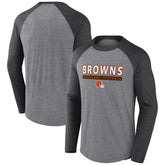 Cleveland Browns Tri-Blend Raglan Long Sleeve T-Shirt - Heather Gray/Charcoal on sale