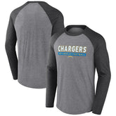 Los Angeles Chargers Tri-Blend Raglan Long Sleeve T-Shirt - Heather Gray/Charcoal for sale