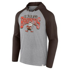 Cleveland Browns Under Center Long Sleeve Hoodie T-Shirt - Gray/Brown on sale