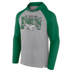Philadelphia Eagles Under Center Long Sleeve Hoodie T-Shirt - Gray/Kelly Green on sale