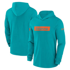 Miami Dolphins 2024/25 Sideline Performance Long Sleeve Hoodie T-Shirt - Aqua outlet