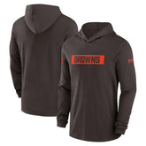 Cleveland Browns 2024/25 Sideline Performance Long Sleeve Hoodie T-Shirt - Brown for sale