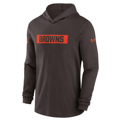 Cleveland Browns 2024/25 Sideline Performance Long Sleeve Hoodie T-Shirt - Brown for sale