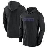 Baltimore Ravens 2024/25 Sideline Performance Long Sleeve Hoodie T-Shirt - Black on sale