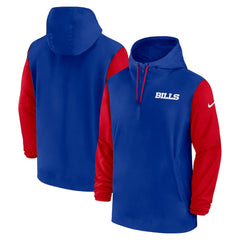Buffalo Bills 2024/25 Sideline Pre-Game Player 1/2-Zip Hoodie Jacket - Royal/Red outlet