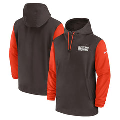 Cleveland Browns 2024/25 Sideline Pre-Game Player 1/2-Zip Hoodie Jacket - Brown/Orange for sale
