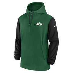 New York Jets 2024/25 Sideline Pre-Game Player 1/2-Zip Hoodie Jacket - Green/Black cheap