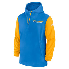 Los Angeles Chargers 2024/25 Sideline Pre-Game Player 1/2-Zip Hoodie Jacket - Powder Blue/Gold sale
