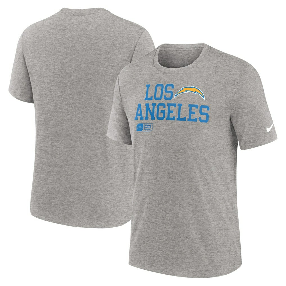 Los Angeles Chargers Overlap Lockup Tri-Blend T-Shirt - Heather Gray discount