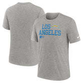 Los Angeles Chargers Overlap Lockup Tri-Blend T-Shirt - Heather Gray discount