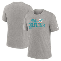 Miami Dolphins Overlap Lockup Tri-Blend T-Shirt - Heather Gray outlet