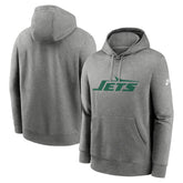 New York Jets Rewind Club Logo Pullover Hoodie - Heather Gray discount