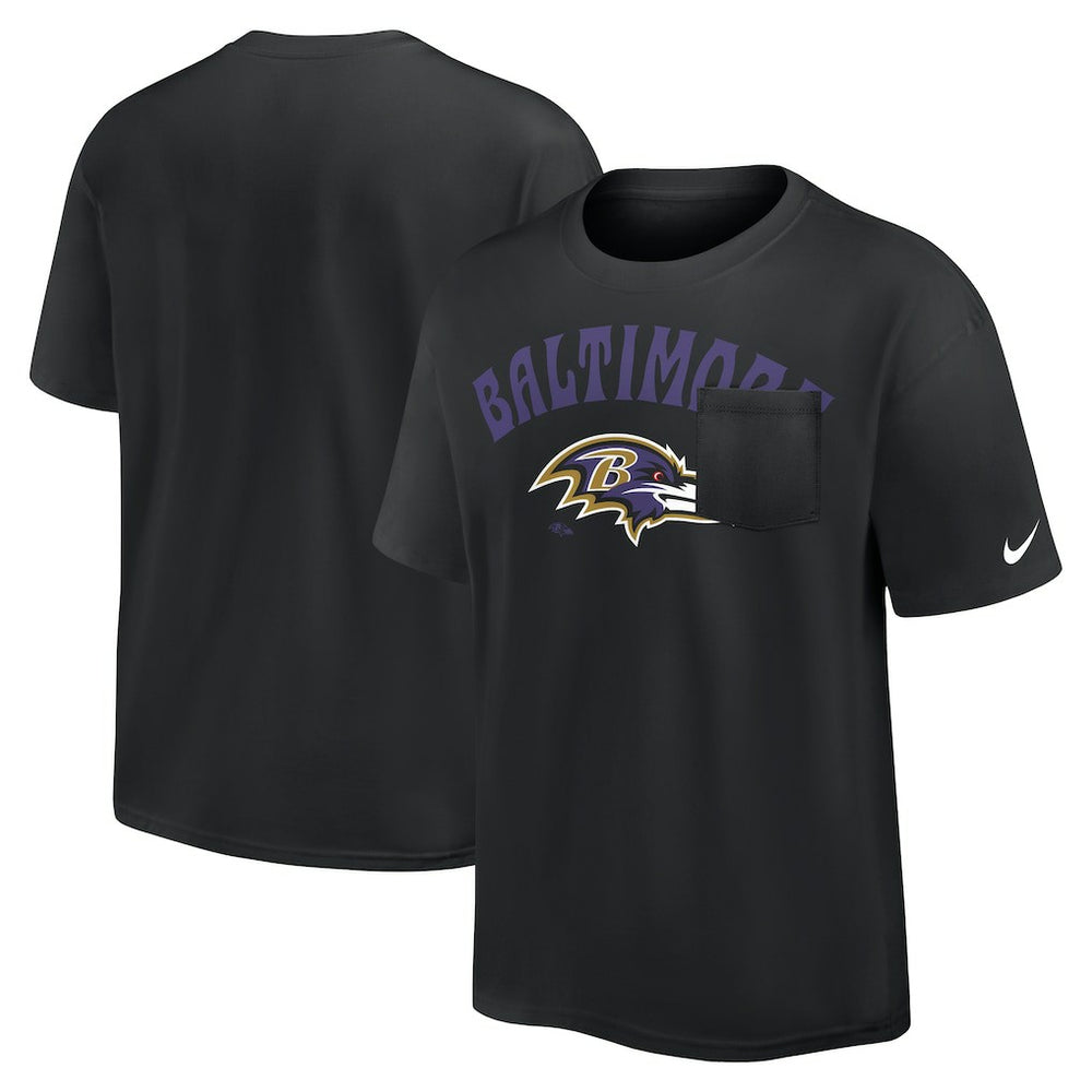 Baltimore Ravens Rewind Heavy Max90 Pocket T-Shirt - Black discount