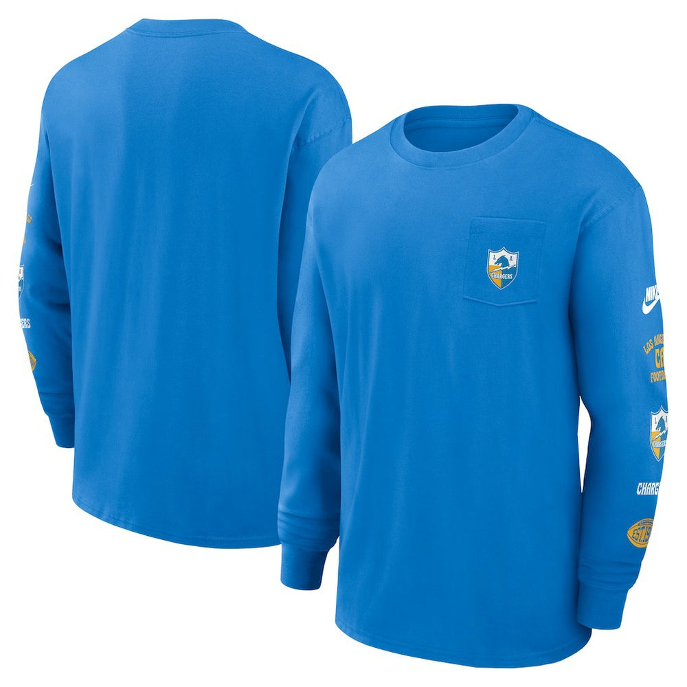 Los Angeles Chargers Rewind Heavy Max90 Pocket Long Sleeve T-Shirt - Powder Blue on sale