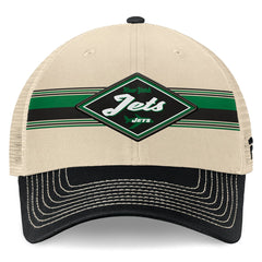 New York Jets Diamond Stripe Trucker Adjustable Hat - Natural/Black for sale