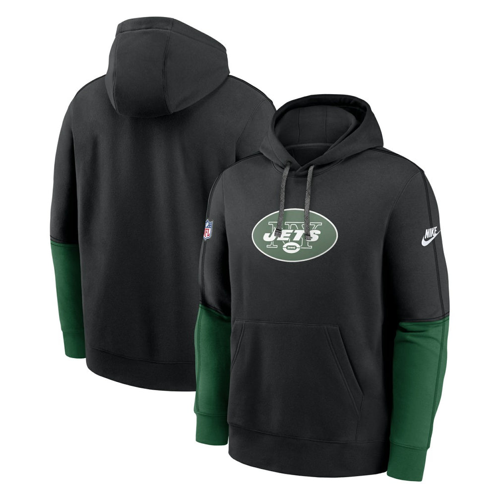 New York Jets Throwback Logo Club Tri-Blend Pullover Hoodie - Black discount
