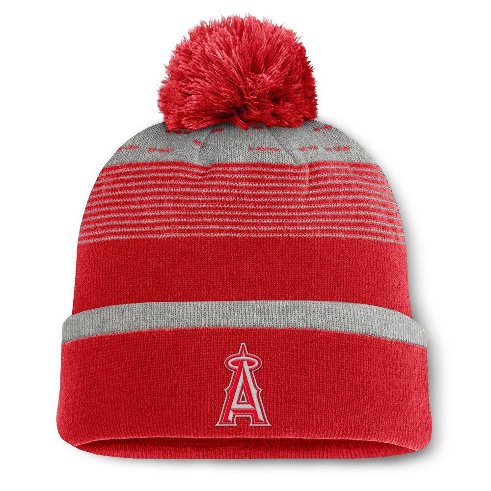 Los Angeles Angels Fundamental Gradient Cuffed Knit Hat with Pom Red